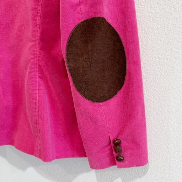 Lilly Pulitzer Pink Fuchsia Corduroy Blazer Elbow Patch Jacket Size M - Picture 4 of 13